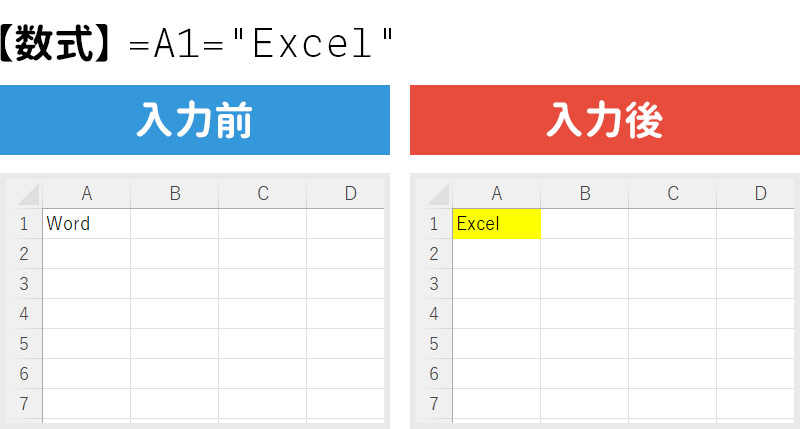 「Excel」と入力する前と入力した後の比較