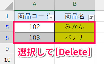 重複するデータを削除する