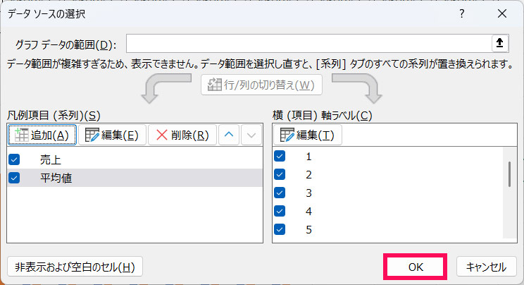 既存のグラフに折れ線グラフを追加する手順6