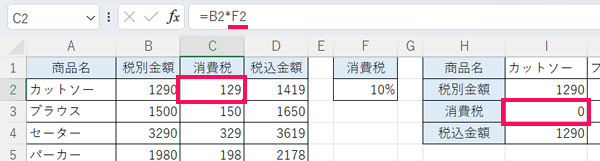 元の表で相対参照を使うと計算結果が変わることがある