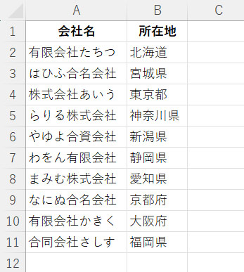 Excel操作画面のスクリーンショット