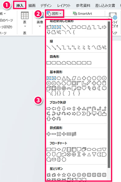 挿入する図形を選択する